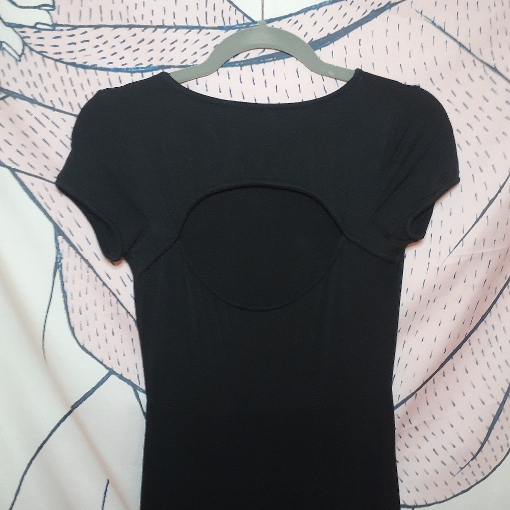 open back long black cotton dress